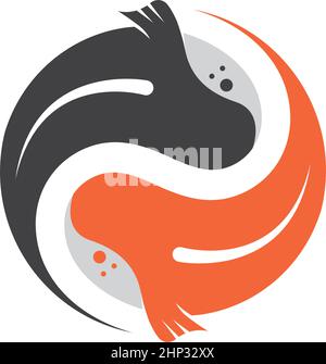 yin yang koi fish  concept design vector icon illustration Stock Vector
