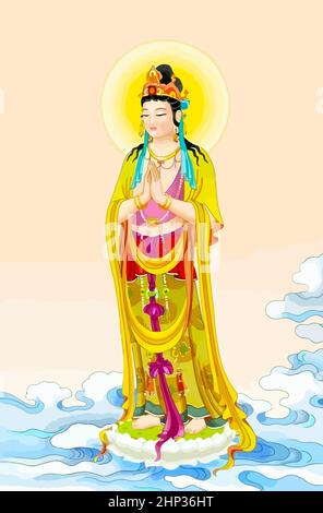 Avalokitesvara Bodhisattva chinese culture holy illustration Stock Photo