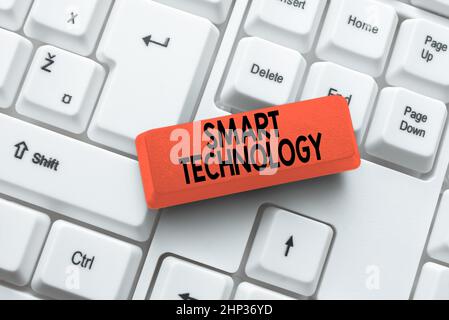 Text caption presenting Smart Technology, Internet Concept gadgets or device that has a built in computer or chip Connecting With Online Friends, Maki Stock Photo