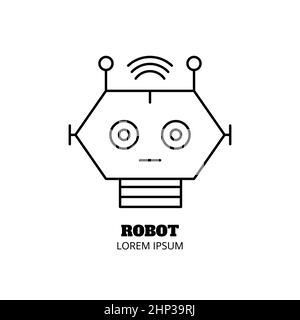 Robot head. Artificial intelligence and machine learning line icon. Simple thin outline pictogram. AI concept. Innovative robotic technology element. Stock Photo