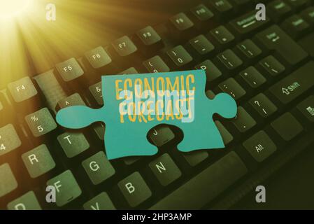 Conceptual display Economic Forecast, Business showcase Process of making predictions about the economy condition Typing New Email Titles Concept, Dra Stock Photo