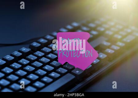 Handwriting text Data Protection, Concept meaning safeguarding information away from a possible data breach Creating Computer Programming Services, Ty Stock Photo