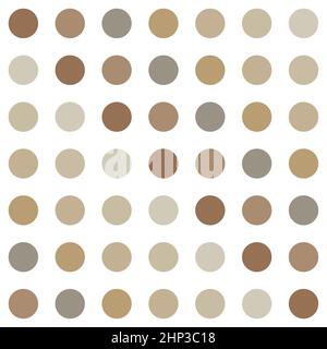 Polka Dot Pattern. Cream, Brown,   beige and gray Color Dot on white background. Seamless Background for graphic design, fabric, textile, fashion. Col Stock Photo