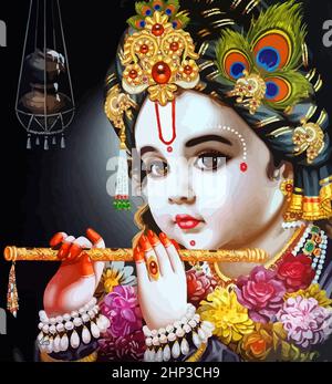 shri gopal krishna hinduism culture mythology illustration Stock Photo -  Alamy