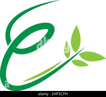 Vines template design, shrubs forming letter E Stock Vector