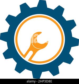 wrench gear vector illustration and icon of automotive repair Stock Vector