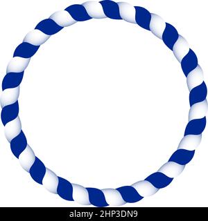 Nautical Cord or rope border in blue and white gradient as vector on an isolated white background. Stock Vector