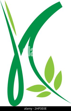 Vines template design, shrubs forming letter K Stock Vector