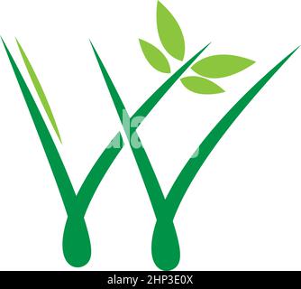 Vines template design, shrubs forming letter W Stock Vector