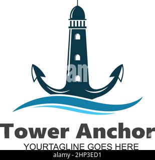 lighthouse anchor concept  vector icon illustration design Stock Vector