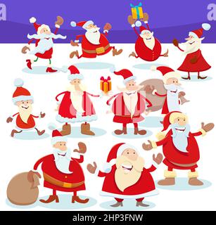 cartoon Santa Claus characters on Christmas holiday time Stock Vector