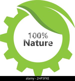 gear leaf 100% nature  vector icon illustration design Stock Vector