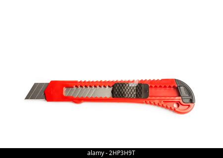 A red cutter knife isolated on a white background with copy space Stock Photo