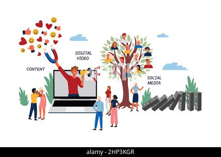 Business Concept of Viral and Social Media Marketing. Stock Vector