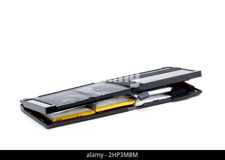 Swollen laptop batteries Stock Photo - Alamy