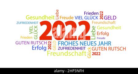 word cloud with new year 2022 greetings Stock Vector