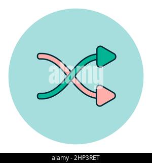 Shuffle color vector flat icon. Crossed arrows. Media player button. Random music order Stock Photo