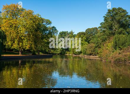 Autumn view of the lake in South Park, Darlington Stock Photo