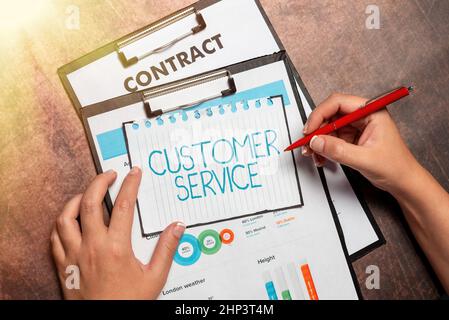 Text caption presenting Customer Service, Business showcase process of ensuring client satisfaction with product Bulletin Board Notice Designs Brainst Stock Photo