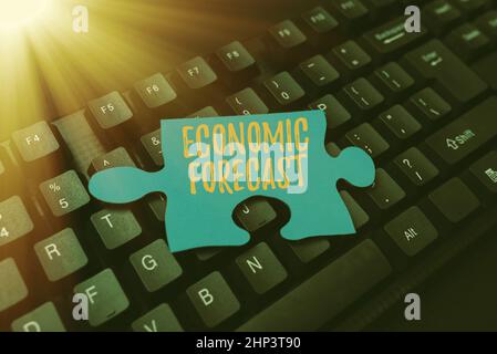 Conceptual display Economic Forecast, Business showcase Process of making predictions about the economy condition Typing New Email Titles Concept, Dra Stock Photo