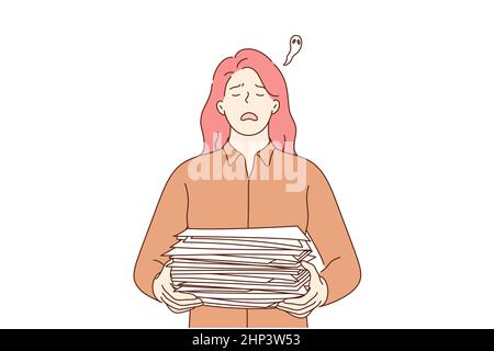 Overworking, depression, frustration, deadline, mental stress, business concept Stock Vector