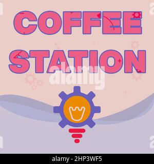 Inspiration showing sign Coffee Station, Concept meaning a small, informal restaurant that typically serves hot drinks Illuminated Light Bulb With Gea Stock Photo