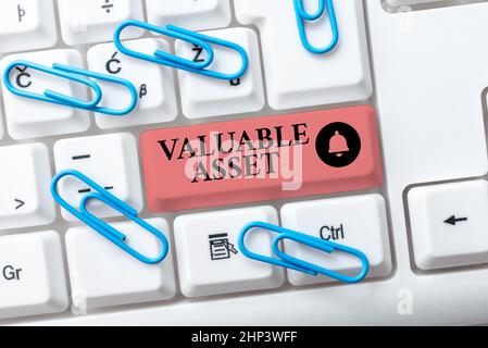 Handwriting text Valuable Asset, Business approach Your most valuable asset is your ability or capacity Abstract Typing Presentation Message, Retyping Stock Photo