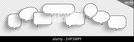 speech bubbles with shadow row Stock Vector