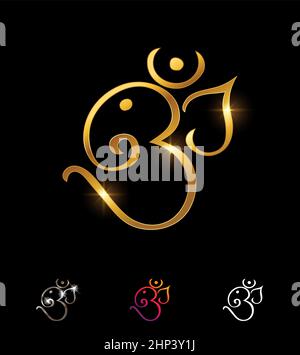 Golden Ganesha Vector Sign Stock Vector