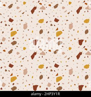 Vector terrazzo seamless pattern in pastel colors. Stock Vector
