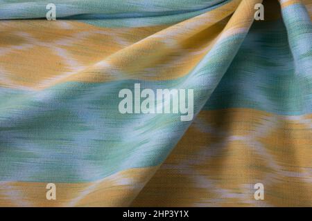 Close up of texture of hand woven cotton cloth, Thai cotton natural colour dyed Stock Photo