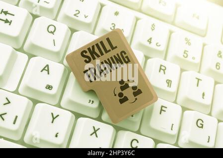 Writing displaying text Skill Training, Word for designed to gain and enhance the knowledge an employee needs Typing Program Code Script, Abstract Dow Stock Photo