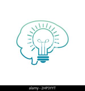 Brain with bulb logo for supporting developmental health Stock Vector