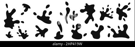 15 pcs of different black blots on a white background - Vector illustration Stock Photo