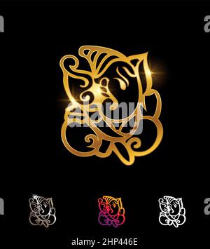 Golden Ganesha Vector Sign Stock Vector