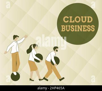 Conceptual display Cloud Business, Business approach internetbased delivery of services made available to users Illustration Of Group Bringing Their O Stock Photo