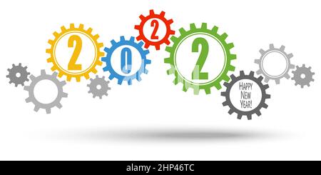 cooperation gears for New Year 2022 Stock Vector