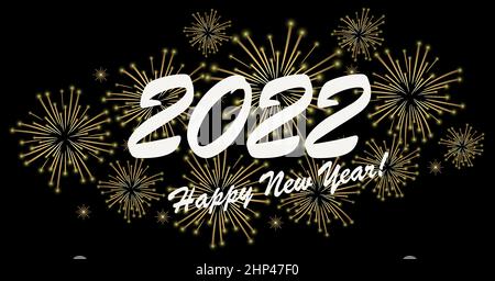 Happy New Year 2022 fireworks concept Stock Vector