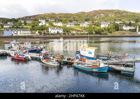 Fishing boats in the harbour at Tarbert at the mouth of Loch Fyne, Argyll & Bute, Scotland UK Stock Photo