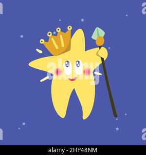 Cartoon queen star with crown. Vector illustration Stock Vector