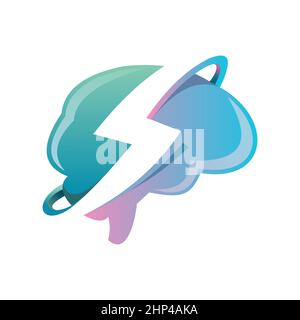 Cloud with Lightning Vector Logo Sign Stock Vector