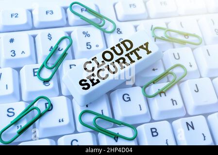 Writing displaying text Cloud Security, Business approach Protect the stored information safe Controlled technology Transcribing Online Voice Recordin Stock Photo