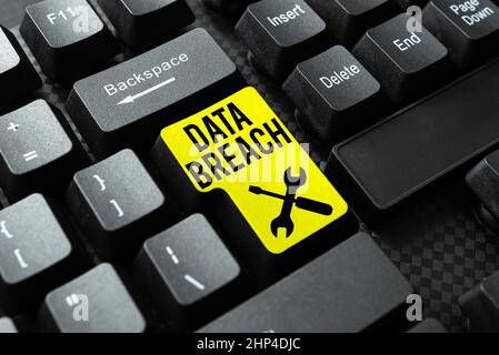 Handwriting text Data Breach, Concept meaning unauthorized release of confidential and secured details Abstract Creating Online Transcription Jobs, Ty Stock Photo
