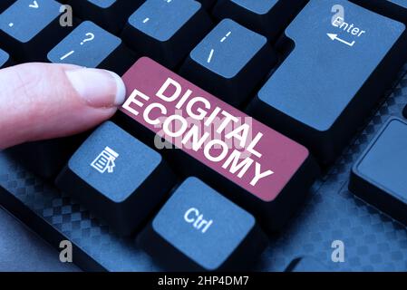 Handwriting text Digital Economy, Business concept advancement of economy built using modern technology Typing Employment Agreement Sample, Transcribi Stock Photo