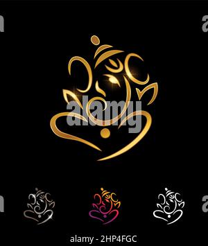 Golden Ganesha Vector Sign Stock Vector