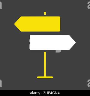 Signpost vector icon on dark background. Navigation sign Stock Vector
