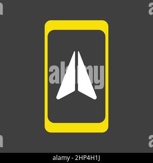 Smartphone with navigator vector icon on dark background Stock Vector