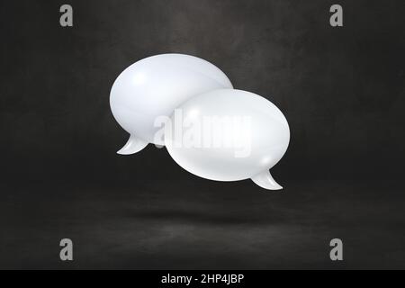 3D white speech bubbles isolated on black background Stock Photo