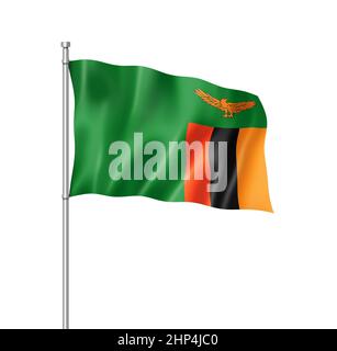 Zambia flag, three dimensional render, isolated on white Stock Photo