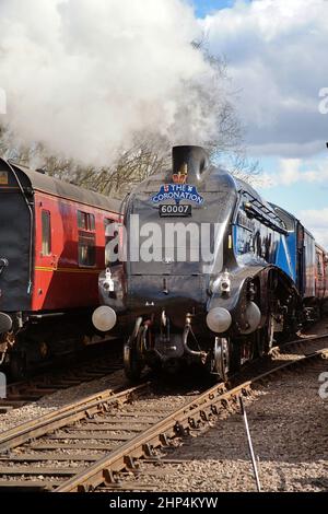 LNER 4498 A4 class 4-6-2 Sir Nigel Gresley seen here in British Railways Blue livery and No 60007 at Barrow Hill Stock Photo